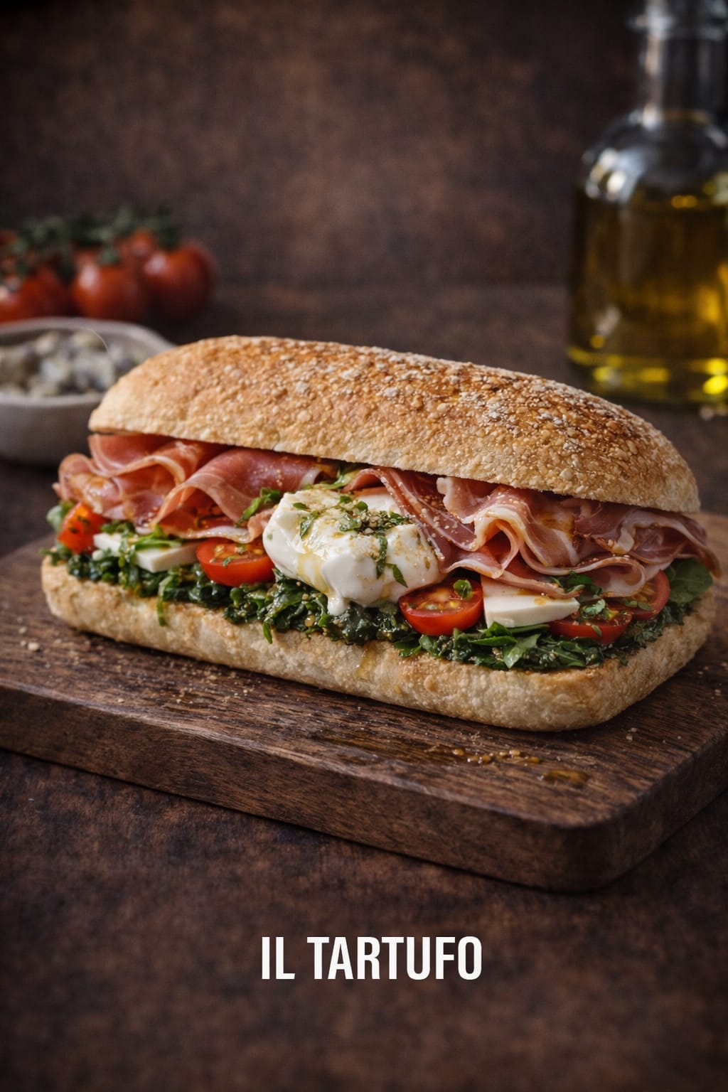 IL TARTUFO: prosciutto speck, burrata, trufa negra, rúcula y tomate cherry